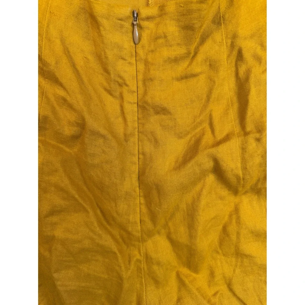 Aritzia Wilfred Mustard Yellow 100% Linen Halter Wide Leg Jumpsuit Womens 2